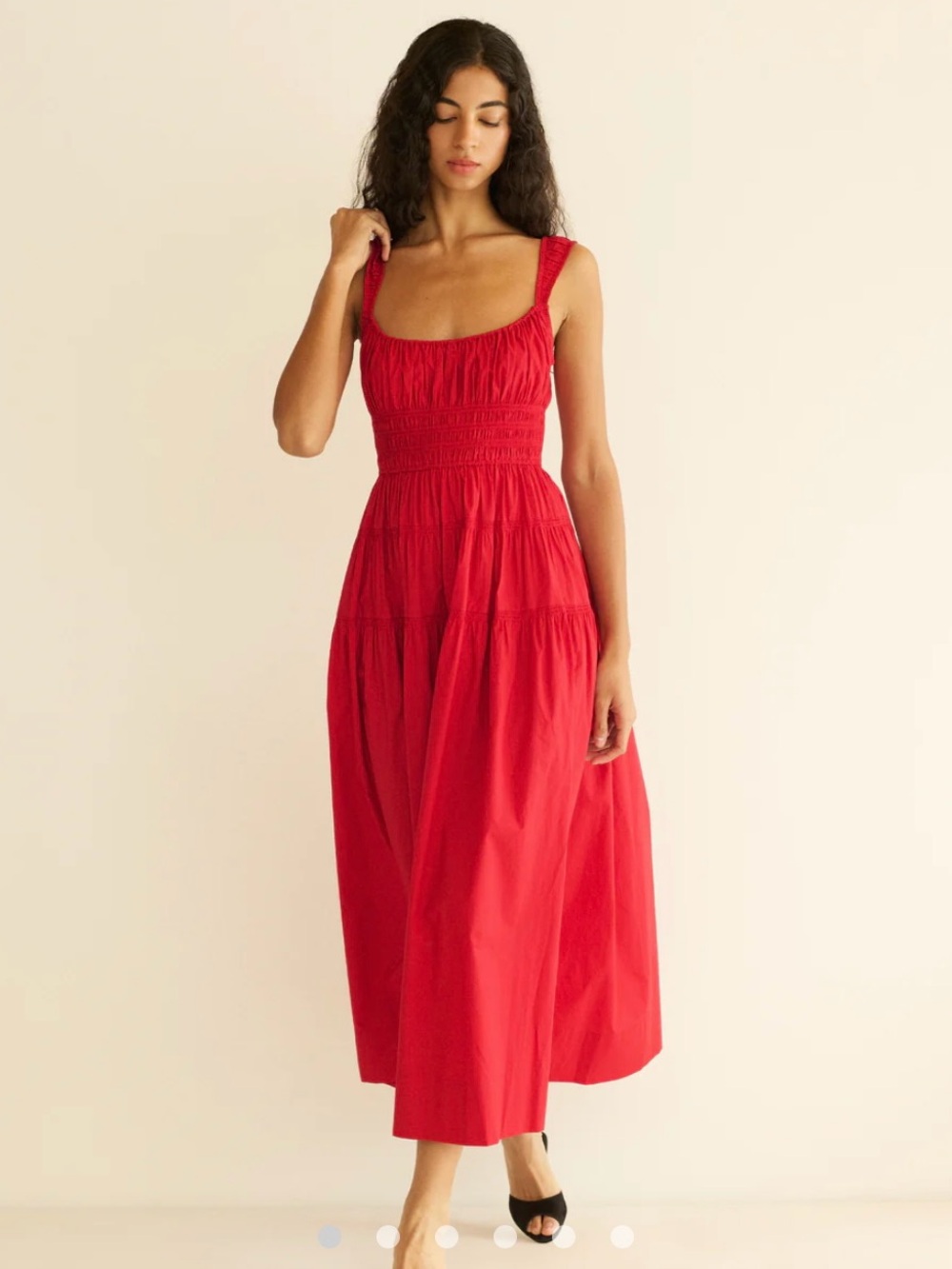 NWT Doen Clover Midi Dress Smocked Deep Tomato Small - Picture 3 of 5